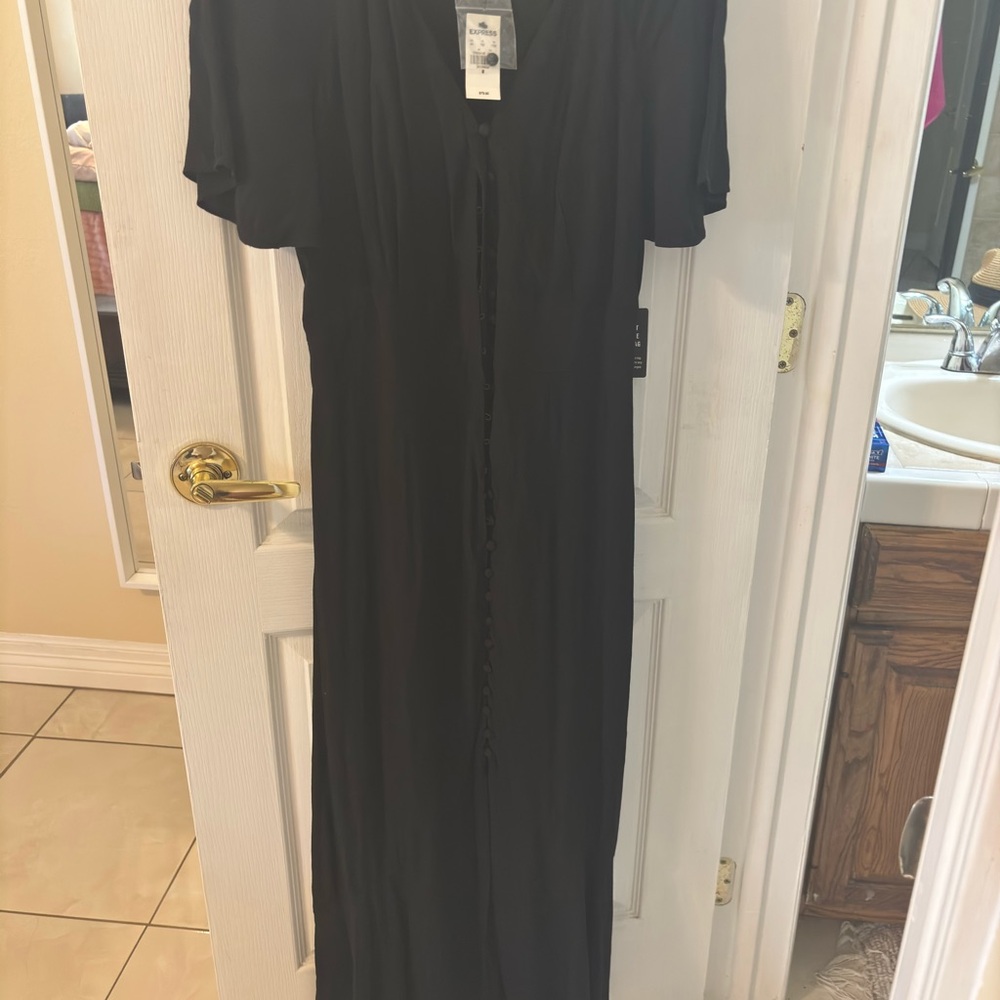 Express Classic Black V-Neck Dress